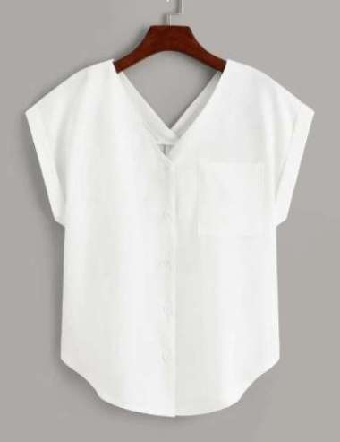 Baju Atasan Blouse Kemeja Putih Wanita - kerah bordir vina blouse