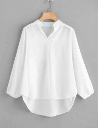 Baju Atasan Blouse Kemeja Putih Wanita - kerah bordir lily blouse