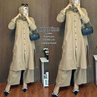 Dealova Set Tunik - One Set Wanita Long Tunik Rayon Premium Setelan Wanita Kekinian Tunik Kekinian L