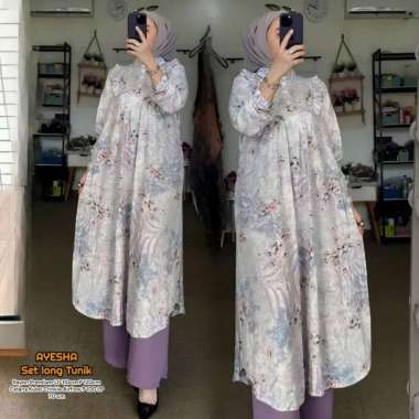 Dealova Set Tunik - One Set Wanita Long Tunik Rayon Premium Setelan Wanita Kekinian Tunik Kekinian A