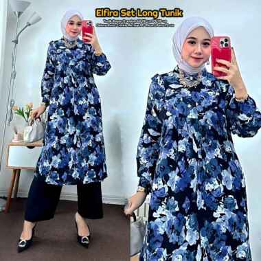 Dealova Set Tunik - One Set Wanita Long Tunik Rayon Premium Setelan Wanita Kekinian Tunik Kekinian E