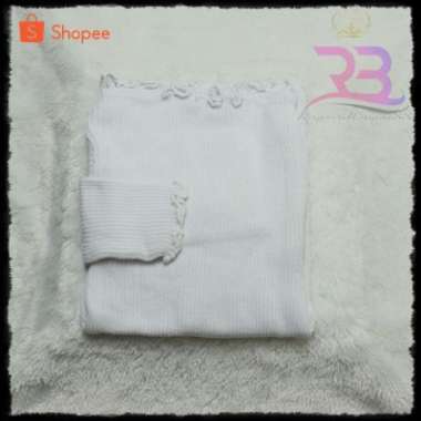 Inner Kriwil Rajut wanita / Baju Dalaman Kriwil Knit lengan panjang / Rajut Manset Wanita putih