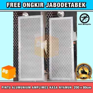 PINTU ALUMUNIUM AMPLIMES KASA NYAMUK 200 x 80cm (ALUMUNIUM SWING DOOR) 200x80cm +Kusen Hitam