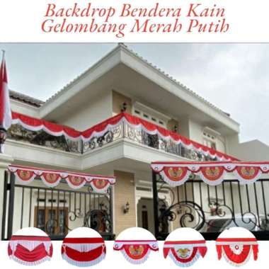 Backdrop Bendera Kain Gelombang Merah Putih Dirgahayu HUT RI Bendera Umbul Umbul Motif ( C )
