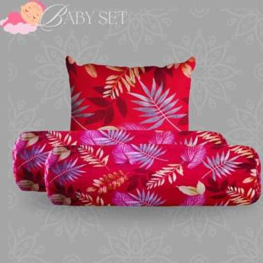 Set Bantal Dan Guling imut Bantal tidur Bayi motif minimalis LP Bantal Saja Red leaf