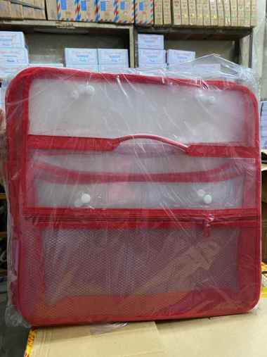 JENIA - MAP TAS PLASTIK 2 KANCING JARING merah