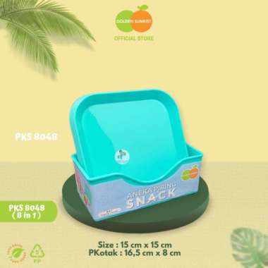 Piring Kue Set Wadah 1 Set Isi 8 Pcs Piring Saji Plastik Golden Sunkist PKS 8048 Kotak