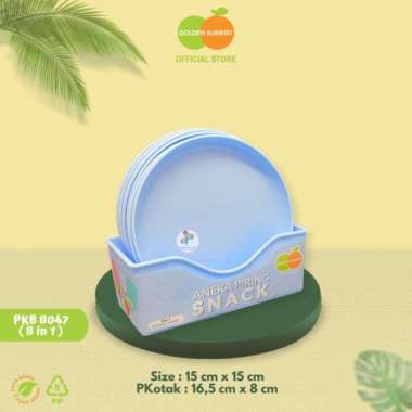 Piring Kue Set Wadah 1 Set Isi 8 Pcs Piring Saji Plastik Golden Sunkist PKB 8047 Bulat