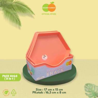 Piring Kue Set Wadah 1 Set Isi 8 Pcs Piring Saji Plastik Golden Sunkist PKSE 8049 Segi Enam