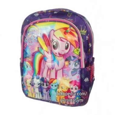 Tas Sekolah Anak Perempuan TK Little Kuda Pony Timbul - Ungu Ungu