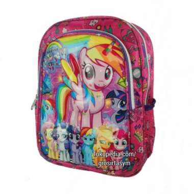 Tas Sekolah Anak Perempuan TK Little Kuda Pony Timbul - Ungu Pink