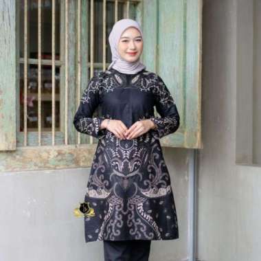 Sarimbit Atasan Batik Premium Size M-XXXL Couple Tunik Kemeja Batik XXXL Tunik Hitam