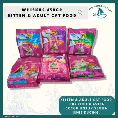 Whiskas Cat Food 450gr Kitten, Junior & Adult Cat Food Dry Food Makanan Kucing Kering 450 gr Adult T