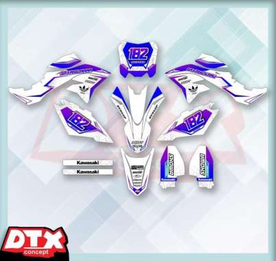 STIKER DECAL STIKER MOTOR D'TRACKER UNGU PUTIH