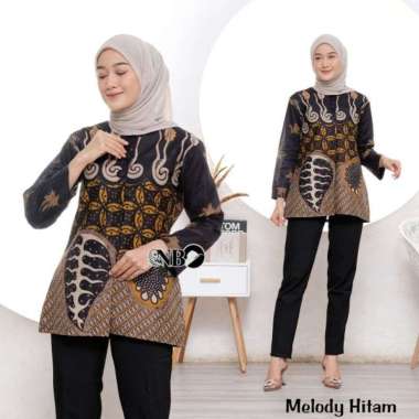 Baju Batik Wanita | Atasan Batik Wanita Kerja | Batik Kerja Size M L XL XXL L Melody hitam