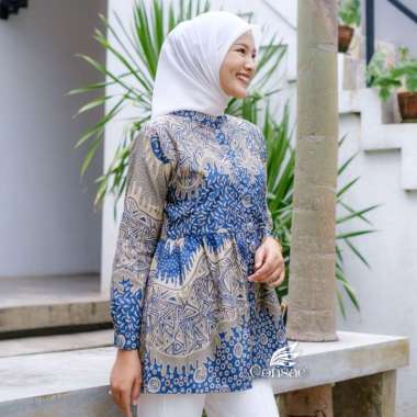 Atasan Batik Wanita | Baju Batik Wanita Modern | Batik Busui | Blouse Batik Lyodra L Navy