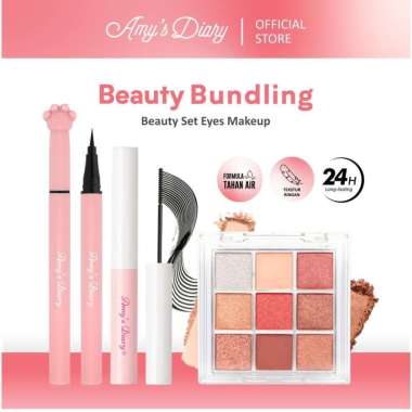 AMY'S DIARY 3PCS Special Bundling Eye Makeup Set Eyeshadow Mascara Eyeliner Long-lasting Waterproof 