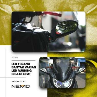 NEMO Spion Lipat Nmax NEW dengan Lampu sein Hitam
