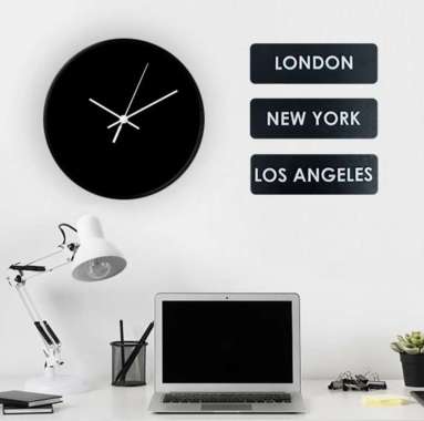 Sign Jam Dunia Time Zone Clock Sign Kayu Hiasan Dinding World Clock Coklat