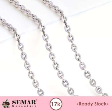 Kalung Emas Rolona Rantai Polos White Gold 17K Semar Nusantara, Ukuran 2gr