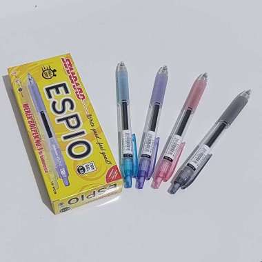 Pulpen Standard ESPIO Dry Gel 0.38mm Tinta Hitam - 1 Lusin WARNA CASING RANDOM