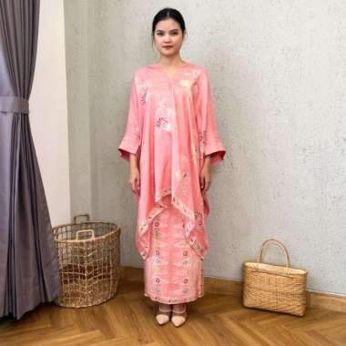 Lausboutique-Set Aruna-Seri Encim-One Set Batik Pesta Wanita Encim peach