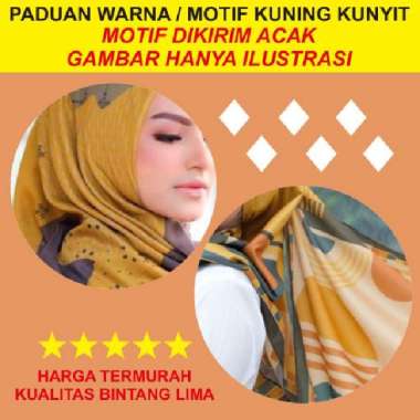 Azara Jumbo Pounch Motif Segi Empat Syar'i Oskara Lasercut Bahan Voal 130x130 Kunyit