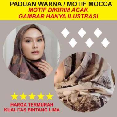 Azara Jumbo Pounch Motif Segi Empat Syar'i Oskara Lasercut Bahan Voal 130x130 Mocca