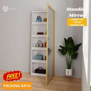 Adapta - Cermin Lemari Tas Berdiri - Standing Mirror Dengan Lampu LED – Cermin Lantai Tinggi 170 cm