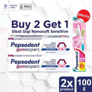 Buy 2 Pepsodent Gum Expert Whitening Pasta Gigil [100 g] Free Pepsodent Nanosoft Sensitive Toothbrus