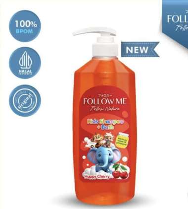 FOLLOW ME Kids Bath & Shampoo Bath 800mL | Sampo & Sabun Anak HAPPY CHERRY