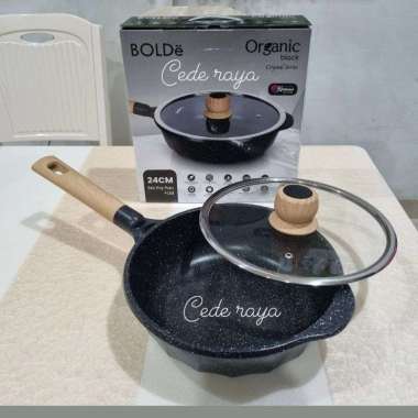 wok pan bolde organic black crystal series 24 cm + tutup kaca