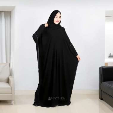 Alsyahra Exclusive Abaya Syari Farasha Zipper Jetblack L-XL