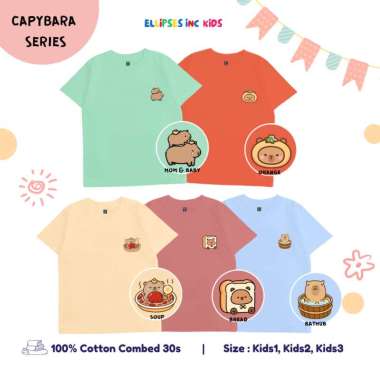 ELLIPSESINC Kaos Anak Laki Laki Perempuan Capybara Series 100% Katun 0-12 Tahun KIDS3 BATHUP - DUSTY