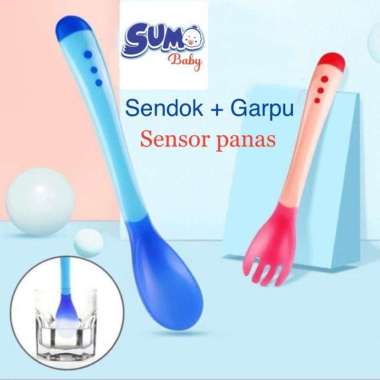 Sendok Bayi / Sendok Bayi Sensor panas / Sendok bayi Silicon Biru