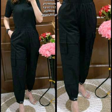 8097 Celana Joger Wanita Import Katun Stretch Premium Korean Style navy