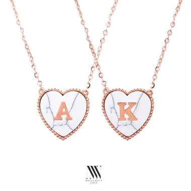Nikita Willy Gold Kalung Emas Renaissance Love White Marble - Necklace 17K Semar Nusantara, Huruf D