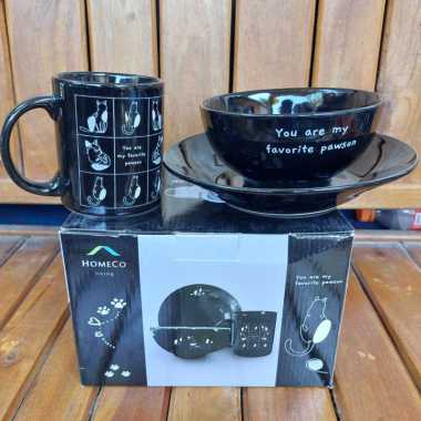 Piring Keramik Set Tebal Hadiah Souvenir Kado cat