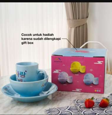 Piring Keramik Set Tebal Hadiah Souvenir Kado saranghyeobiru