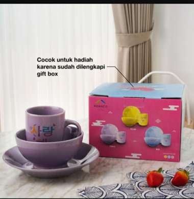 Piring Keramik Set Tebal Hadiah Souvenir Kado saranghyeoungu