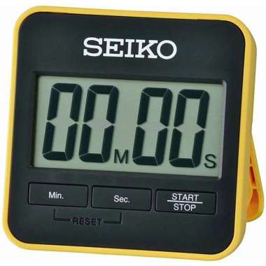 Jam Meja Beker Countdown & Stopwatch SEIKO Japan QHY001 QHY001Y Yellow Original