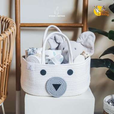 Ethan+Nathan Rope Caddy Diaper Bag WHITE BEAR | Tas Perlengkapan Bayi