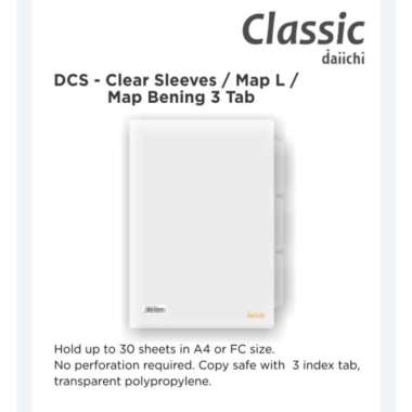 Map L Map Folder Bening Clear Sleeves Sheet 3 Daiichi Classic DCS A4-03 pocket