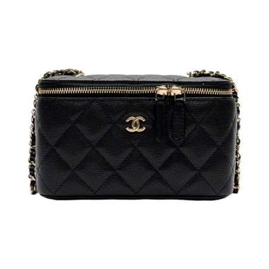 Chanel Classic Small Vanity Case Black Caviar Lghw Black