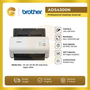 BROTHER Scanner ADS4300N Scanner Brother Network ADS 4300N ADS 4300 N