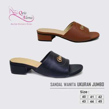 Chaty Big Size - Sandal Wanita Selop Ukuran Jumbo Heels Sendal Casual Pesta Kondangan Ibu Ibu 43 Tan