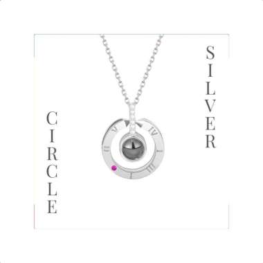 Goto Alexa Gift Box Bunga Mawar Kalung Liontin Kotak Kado Aesthetic CIRCLE SILVER