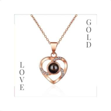 Goto Alexa Gift Box Bunga Mawar Kalung Liontin Kotak Kado Aesthetic LOVE GOLD