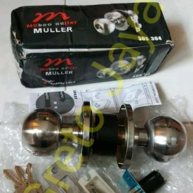 Handle Bulat Pintu Kamar Mandi Kunci Handel Gagang Tarikan Putar WC Toilet Slot Selot Stainless Sten