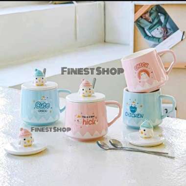 Gelas Keramik Unik Cangkir Bear Polkadot Kado Mug Gift Ultah Birthday Cute Chick